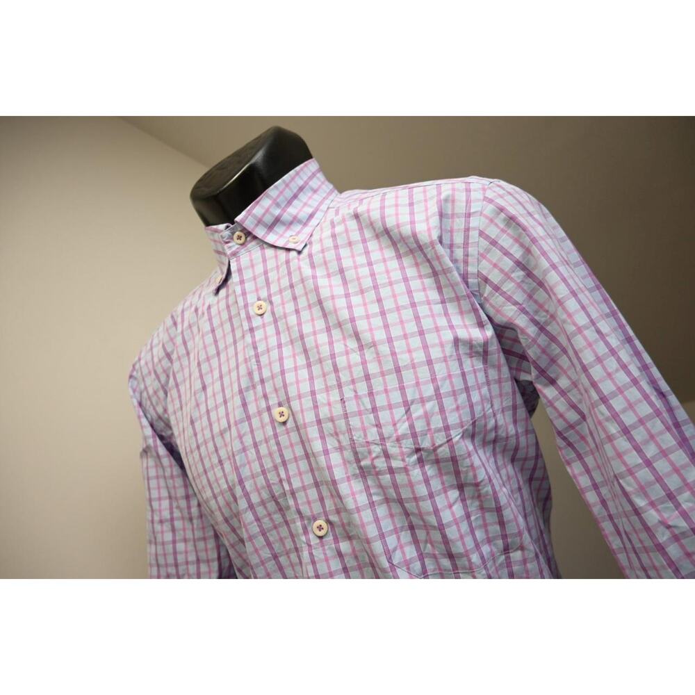 David Donague Dress Shirt Classic Plaid Button Up Mens Size Medium